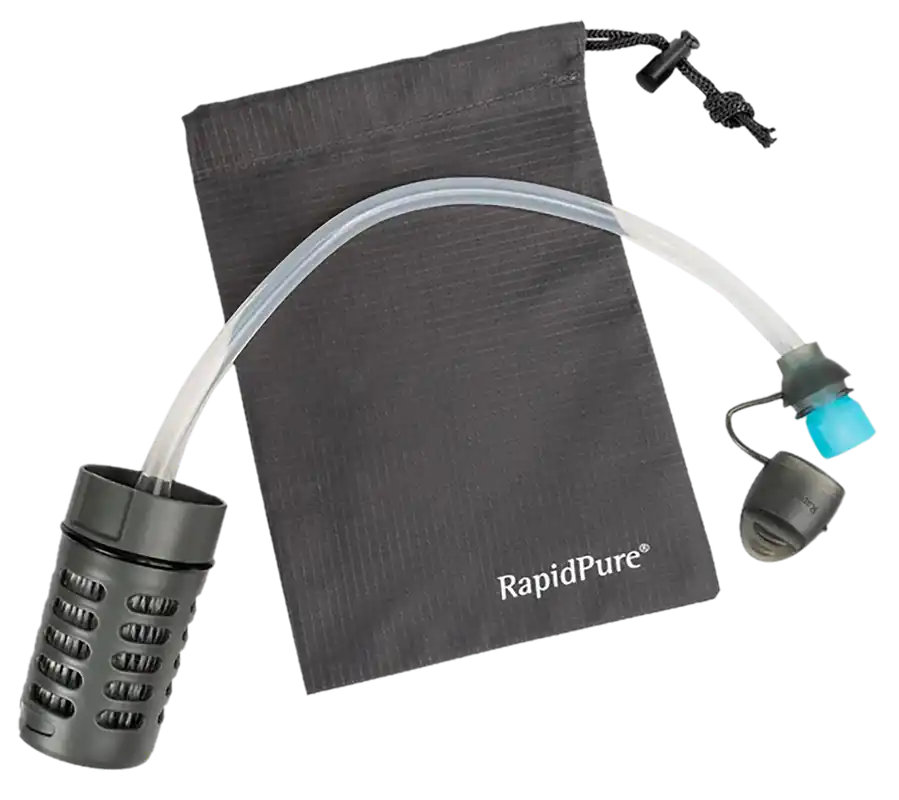 RapidPure UltraLight Straw Purifier with Travel Pouch, Black/Clear