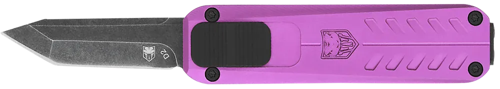 CobraTec CALI929TBPURTNS 1.75" OTF Tanto Knife with Purple Anodized Handle and Stonewashed D2 Blade
