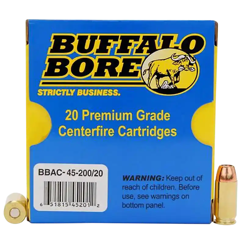 Buffalo Bore 45ACP +P 200gr JHP Personal Defense Ammo - 20 Rounds