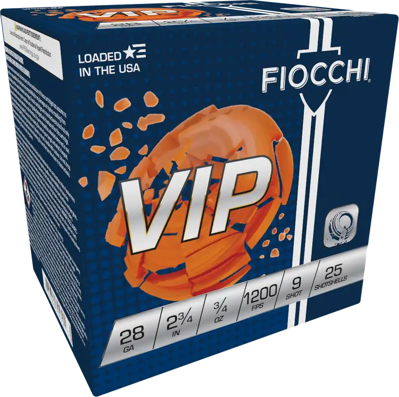 Fiocchi Exacta Target VIP 28 Gauge 2.75" 3/4oz 9 Shot - 25 Rounds Per Box, 10 Boxes Per Case