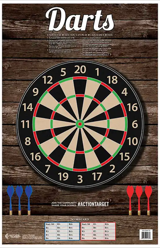 Action Target GSDARTS100 Multi-Color Dart Board Paper, 23" x 35", 100 Sheets per Box