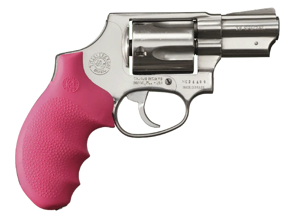Hogue 67007 OverMolded Monogrip for Taurus 85 - Pink Rubber with Finger Grooves