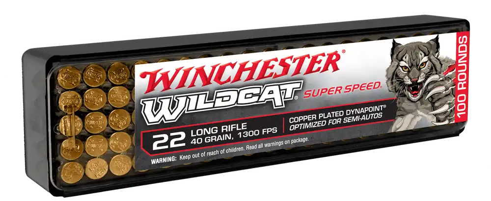 Winchester Wildcat Super Speed 22LR 40gr Copper Plated DynaPoint Ammo - 100/Box
