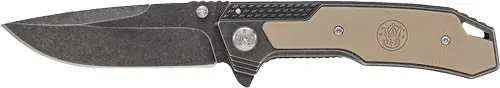 Smith & Wesson Stonewash Drop Point Blade with G10 Handle - 3.6"