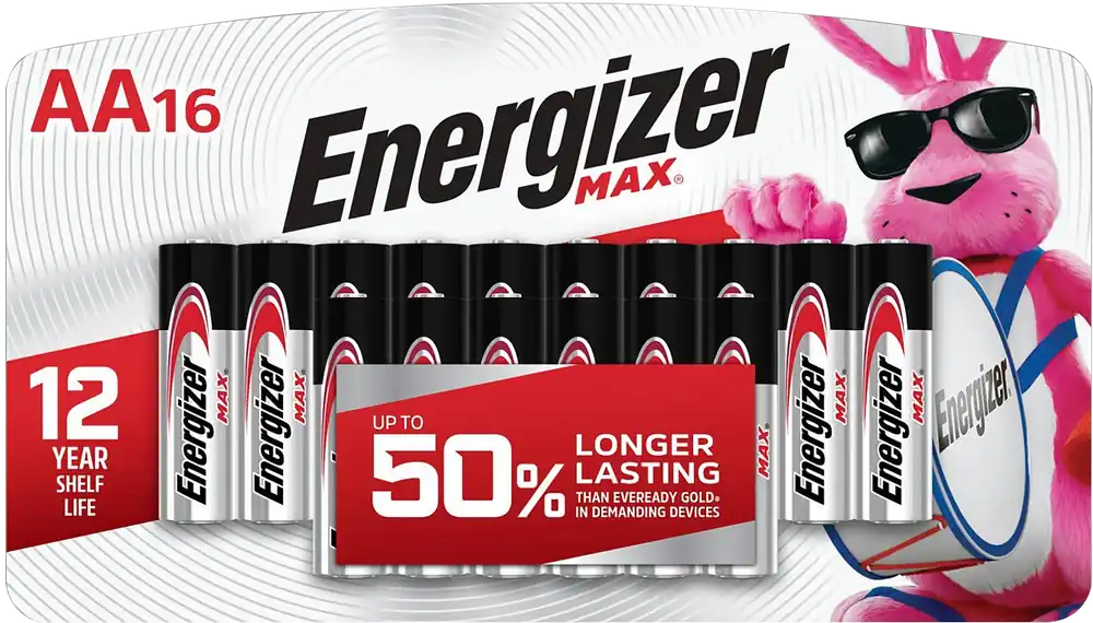Energizer E91LP16 AA Max Silver Alkaline Batteries, 1.5V, Pack of 16