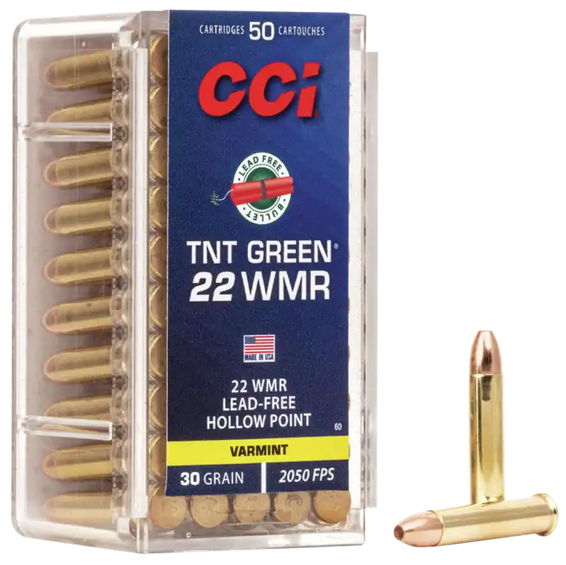 CCI 0060 TNT Green 22WMR 30gr Speer Hollow Point 50/Box 40/Case