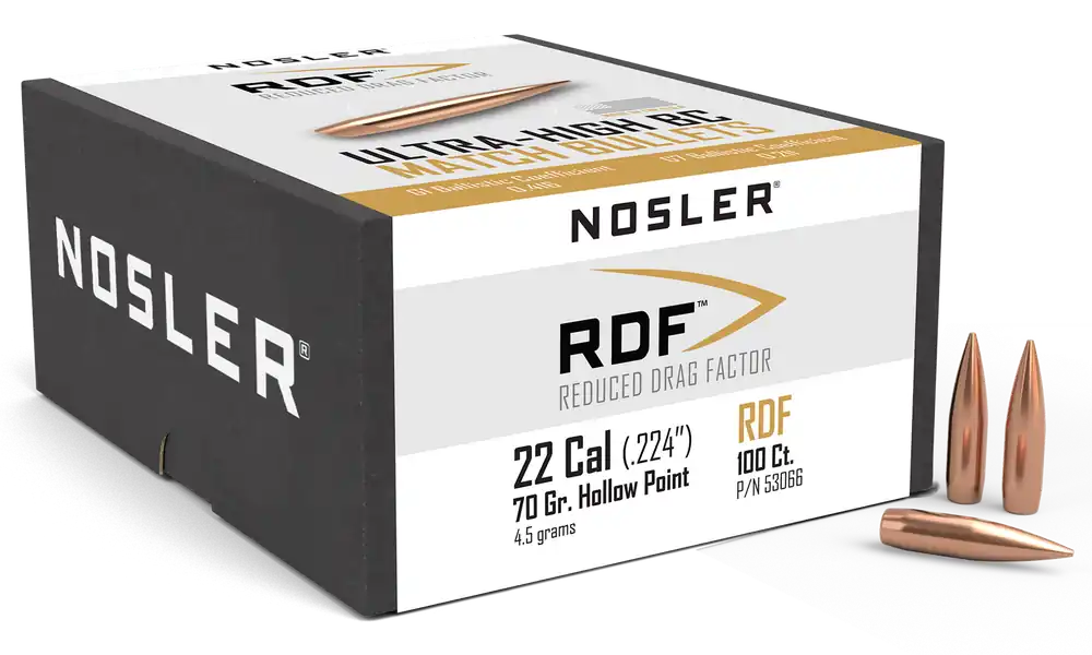 Nosler RDF Match 22Cal 70gr HPBT Bullets - 100 Count Box