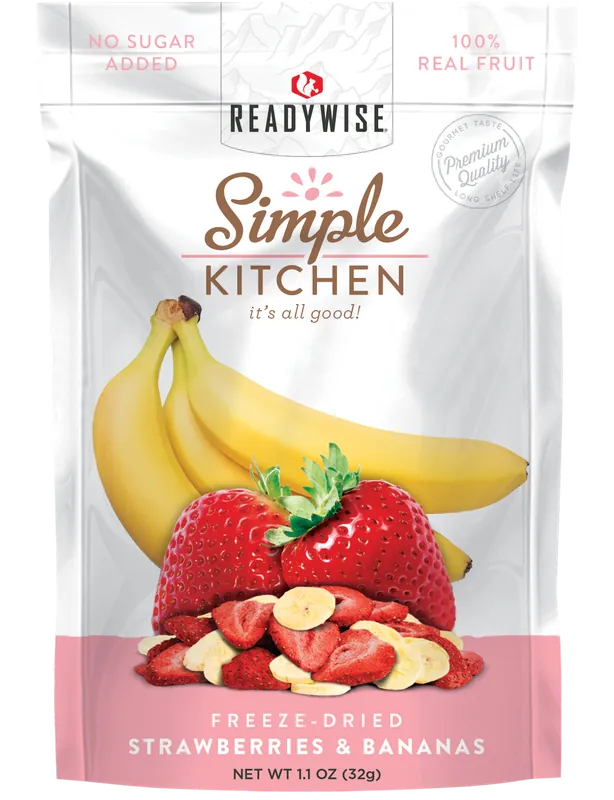 ReadyWise Simple Kitchen Freeze Dried Strawberry & Banana Pouches - 6 Pack