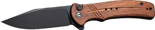 CIVIVI Cogent 3.47" Wood Handle Stonewash Button Lock Knife