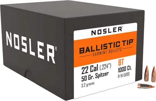 Nosler 22 Cal .224 50GR Ballistic Tip Bullets - 1000 Count