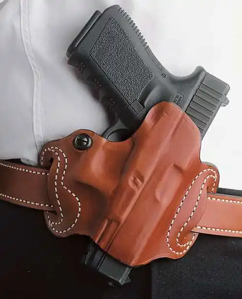 Desantis Mini Slide Holster for Springfield Hellcat - Tan Leather, Right Handed OWB
