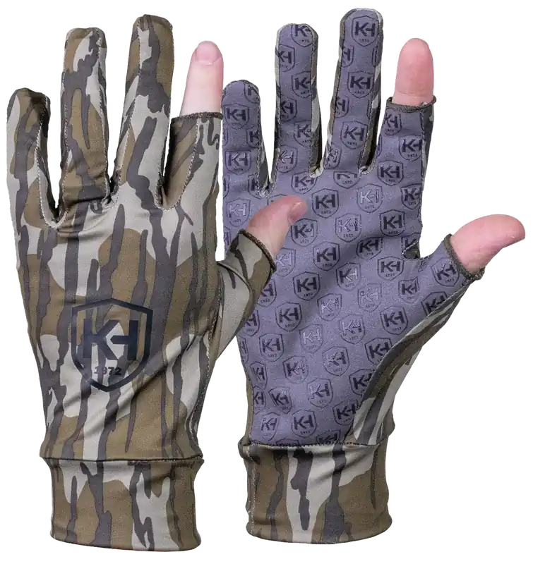 Moultrie KHT0211 Run N Gun Mossy Oak Bottomland Fingertipless Gloves OSFM