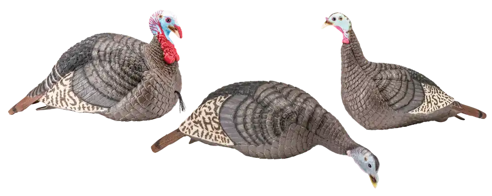 HS Strut-Lite Flock Wild Turkey Decoys - Multi Color, Synthetic, 3-Pack