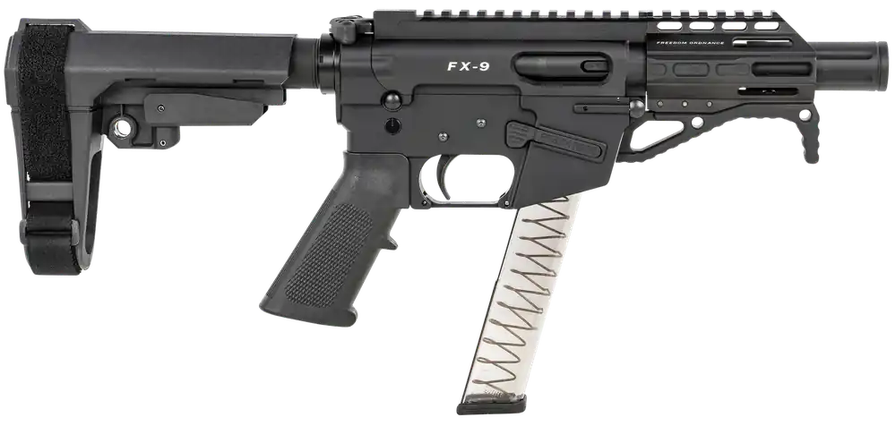 Freedom Ordnance FX9P4S FX-9 9mm Pistol with Faux Suppressor and SBA3 Brace