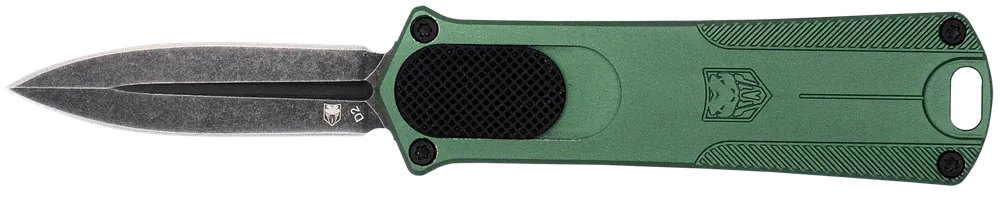 CobraTec Knives 952 OTF Dagger with Stonewashed D2 Blade and OD Green Aluminum Handle