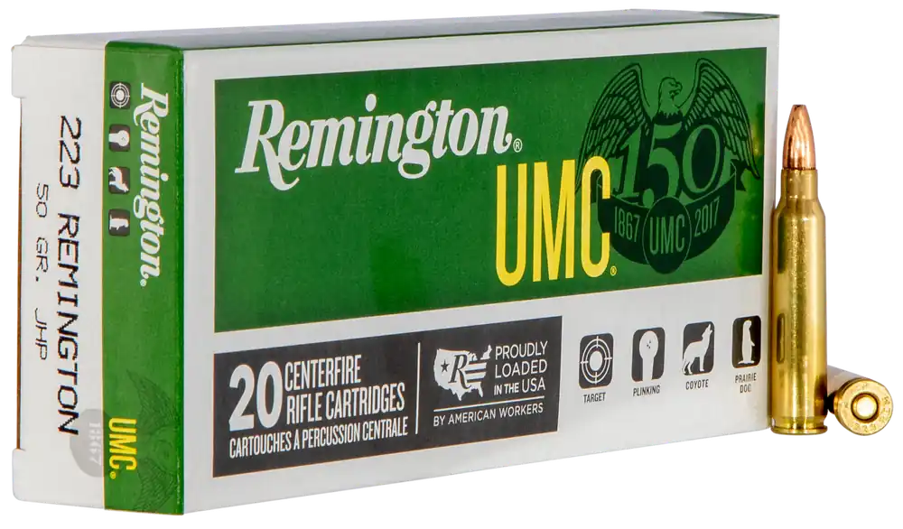 Remington UMC .223 Rem 50gr JHP Ammo - 20 Rounds/Box