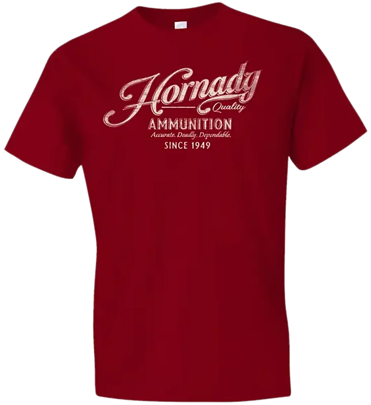 Hornady Vintage Script Red Cotton T-Shirt, Large