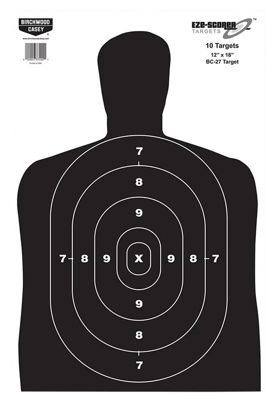 Birchwood Casey EZE-Scorer BC-27 Silhouette Targets, 12"x18", 10 Pack