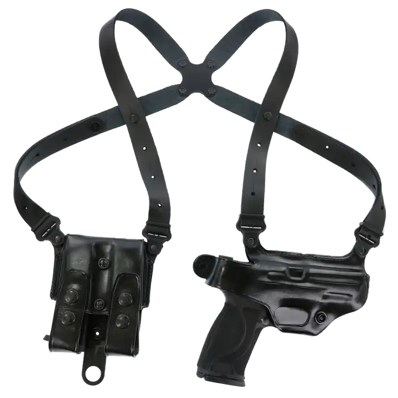 Galco Miami Classic Shoulder Holster for Sig P320/M18, Black Leather, Right Hand, Up to 56" Chest