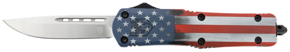 CobraTec FS-3 American Flag OTF Knife with D2 Steel Blade and Cerakoted Handle