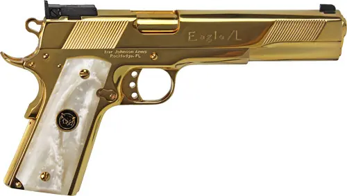 24K Gold 6" 45ACP Eagle XL with White Pearl Grips by Johnson
