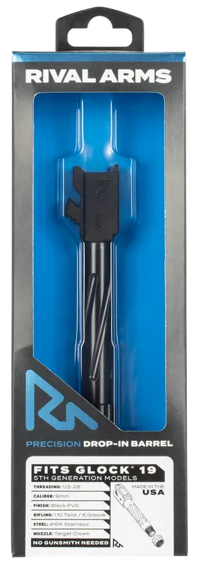 Rival Arms Precision V1 9mm Threaded Barrel for Glock 19 Gen5 - Black PVD Finish