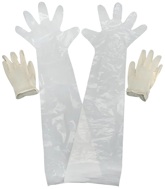 Allen 51 Field Dressing Latex Gloves 2 Pack - Clear Shoulder/Wrist
