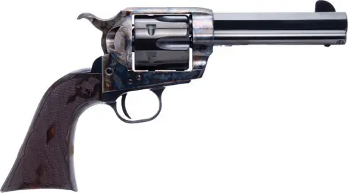 Cimarron El Malo 2 4.75" .45LC Revolver, Octagon Barrel, Case Colored/Blue Finish, Walnut Grip