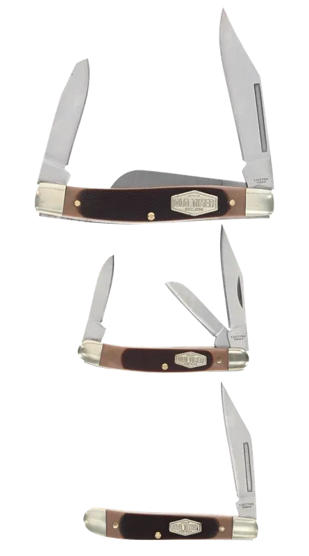 Old Timer 1207768 Q4 Combo Folding Knife with Plain Satin Stainless Steel Blade and Sawcut Polymer Handle
