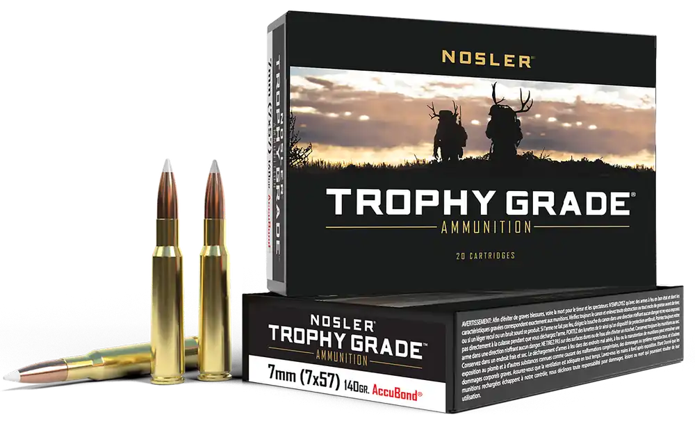 Nosler Trophy Grade 7x57mm Mauser 140gr AccuBond Ammunition - 20 Rounds per Box
