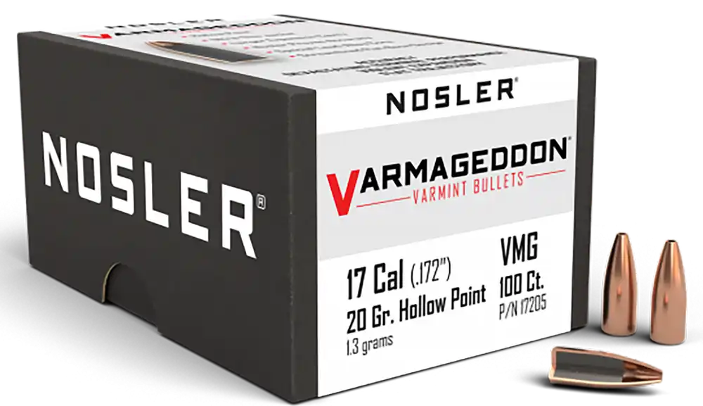 Nosler Varmageddon 17 Caliber 20 Grain FBHP Bullets - 100 Count