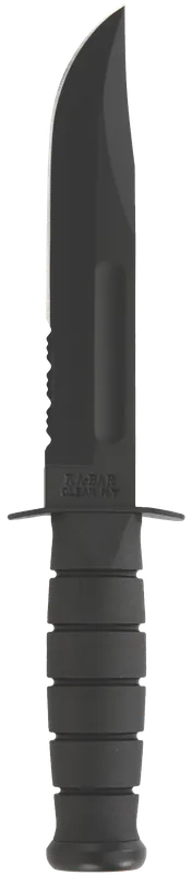 Ka-Bar 1212 7" Part Serrated Fixed Blade Knife with Black Kraton G Handle and Sheath