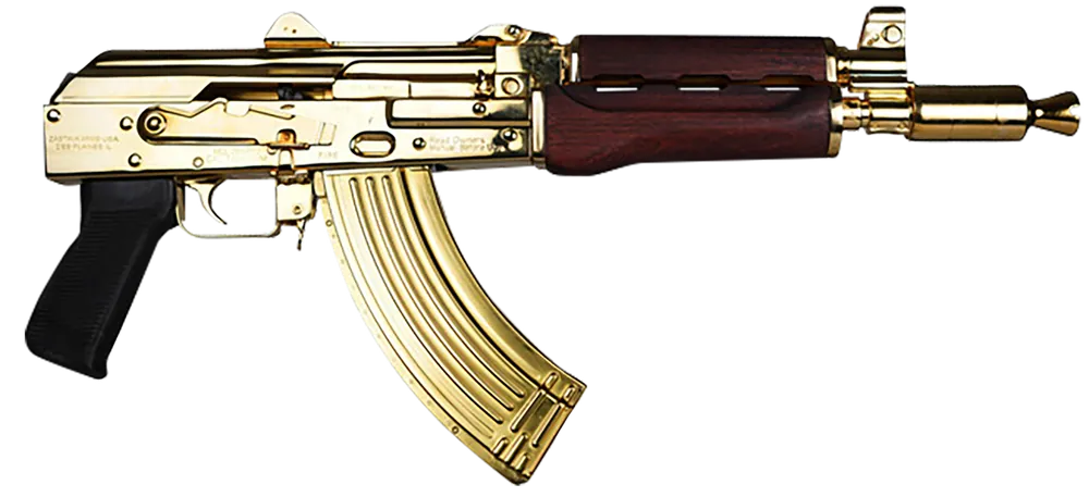 Zastava Arms USA ZPAP92 7.62x39mm 24K Gold Plated Pistol with Serbian Red Wood Grips