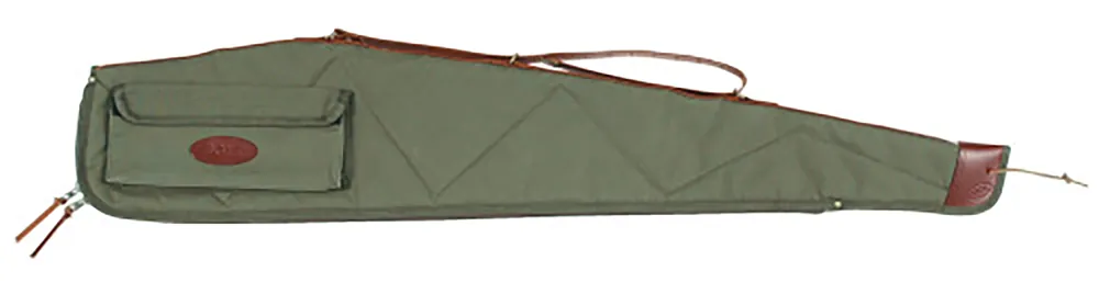 Boyt Harness Signature 48" Rifle Case - Waxed OD Green Canvas with Accessory Pocket & Leather Trim for Scoped Rifles