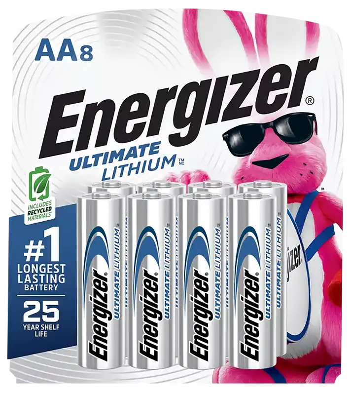 Energizer L91SBP8H3 AA Ultimate Lithium Batteries, 1.5V, Pack of 8