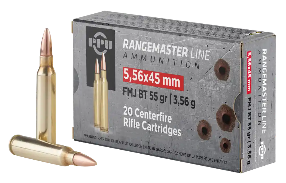 PPU Rangemaster 5.56x45mm NATO 55gr FMJ BT - 1000 Rounds with Metal Can