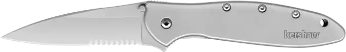 Kershaw 1660ST Leek 3" Part Serrated Folding Knife with Bead Blasted Steel Blade and Handle