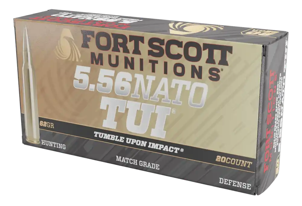 Fort Scott Munitions 5.56x45mm NATO 62gr TUI Solid Brass Ammo - 20/Box