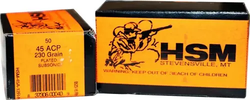Subsonic .45 ACP 230gr Lead Round Nose Ammunition - 50 Rounds per Box, 20 Boxes per Case