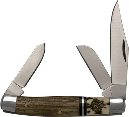 STOCKMAN 3-BLADE WOOD HANDLE ROPER SERIES LAREDO STAG
