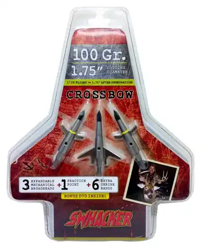 Swhacker 2-Blade Crossbow Broadhead 100gr 1.75" Cut 3-Pack