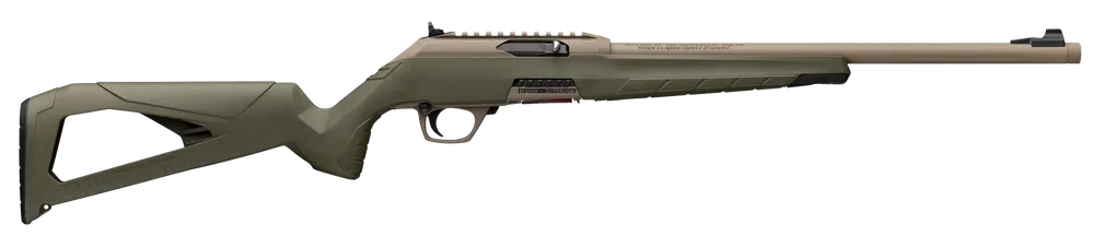 Winchester Wildcat SR 22 LR Rifle with FDE Threaded Barrel and OD Green Stock