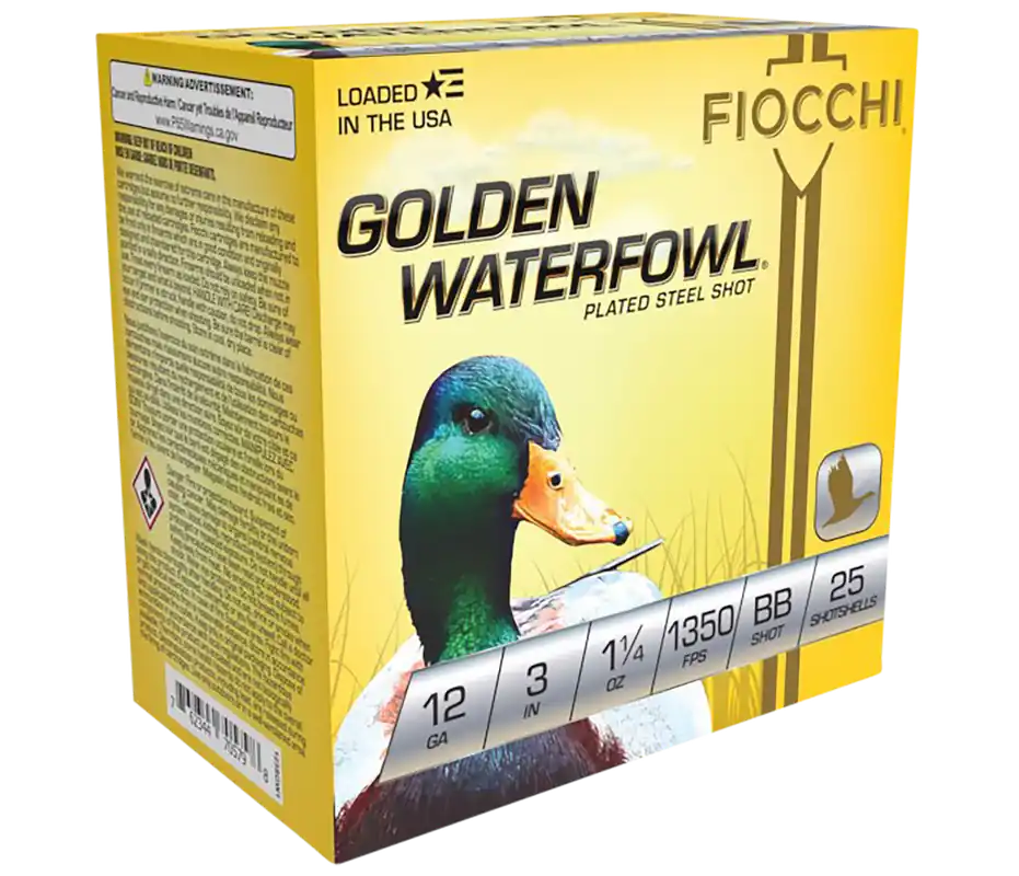 Fiocchi Golden Waterfowl 12 Gauge 3" BB Shot 25/Box