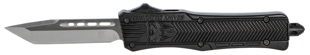 CobraTec Knives CTK-1 Small OTF Tanto Knife with Black D2 Steel Blade and Aluminum Handle