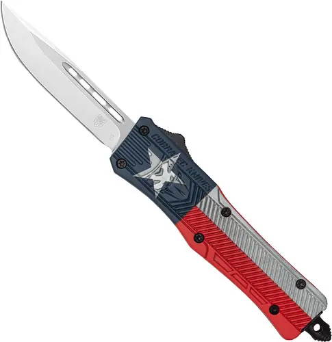 Texas State Flag CobraTec Medium CTK-1 OTF Knife 3" Drop Point