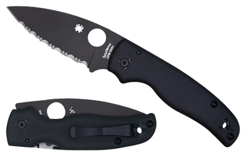 Spyderco Shaman Black DLC Folding Knife with G10 Handle and Pocket Clip