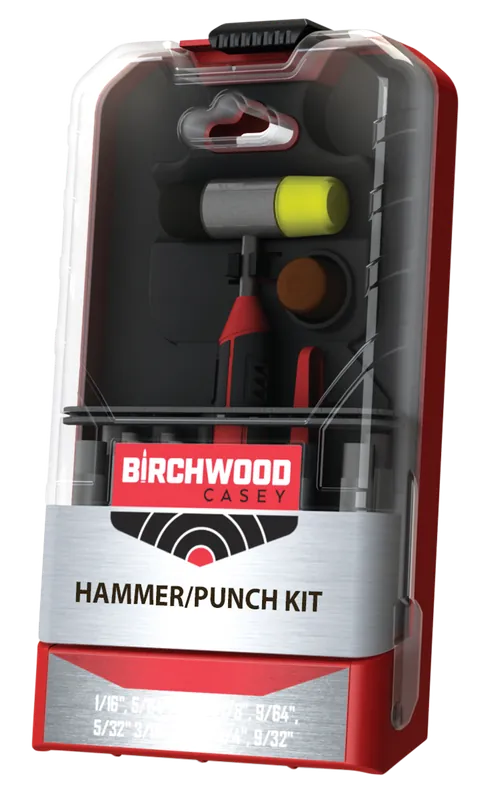 Birchwood Casey AR Platform Hammer & Punch Kit - 19 Pieces, Black/Red