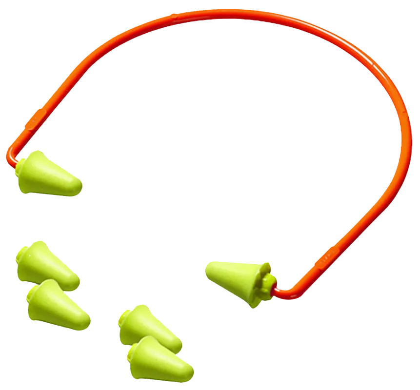 Peltor Sport Banded Earplugs 28 dB Noise Reduction, Yellow Buds with Orange Band, 1 Pair
