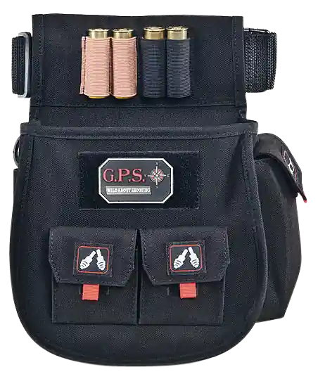 Deluxe Double Shotshell Pouch with Adjustable Belt - Black Polyester