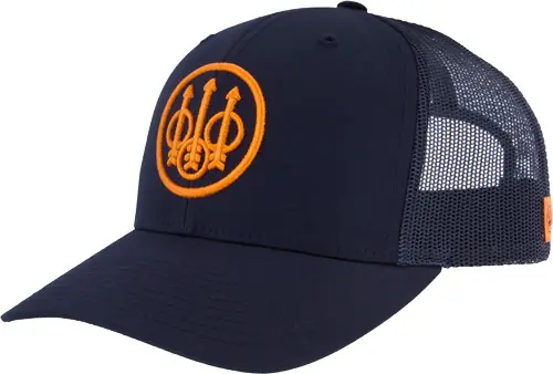 Navy Beretta Cap with Circle Patch Mesh Back - Straightpull Trucker Style